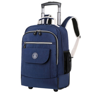 学生书包女孩拖背两用17寸时尚旅行带轮子拉杆箱式男双肩包初中生