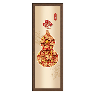 葫芦隐藏式全身镜装饰画中古风镜子入户玄关卧室可关闭隐形穿衣镜