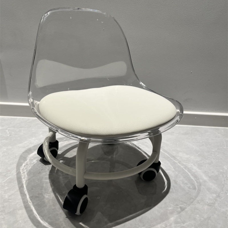 网红小凳子万向轮滑轮红亚克力凳客厅网透明矮凳学步儿童宝宝