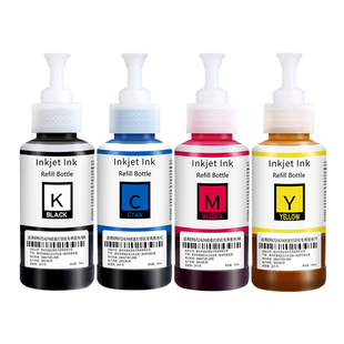 适用爱普生epsonl130打印机墨水L1300 L310 L313黑色彩色补充装672墨仓式专用L351喷墨墨汁通用四色补充液4色