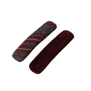 新年款 一对装 复古红格布艺发夹 水滴夹 长方形刘海侧边夹 发饰