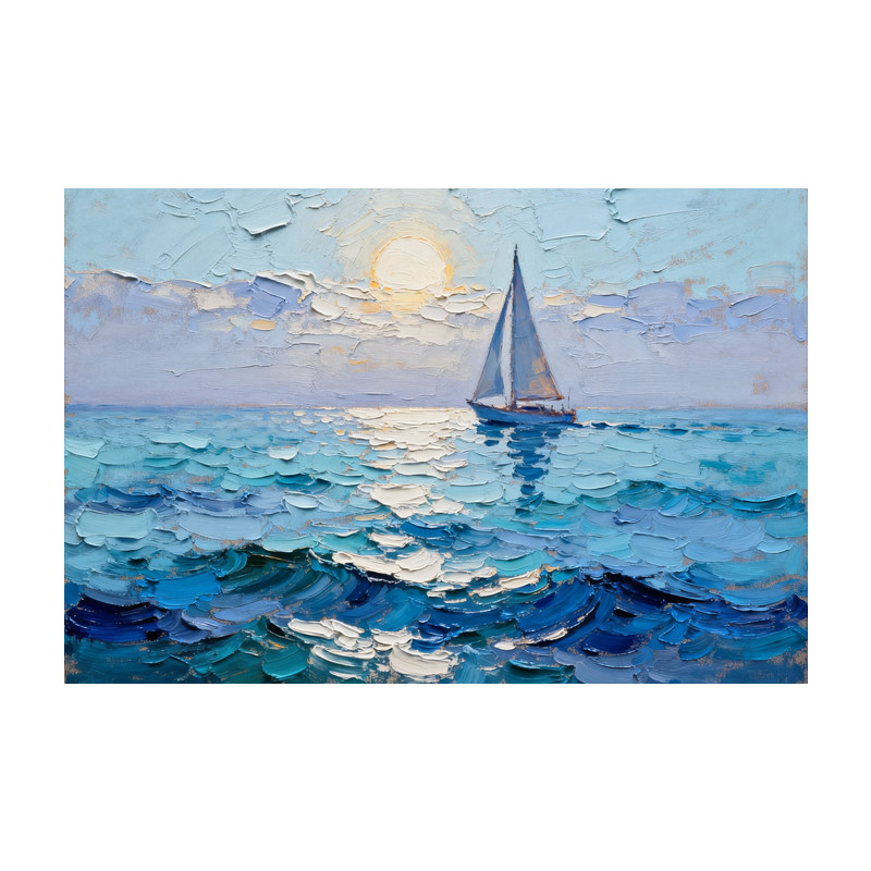 可班纯手绘油画扬帆沧海客厅挂画