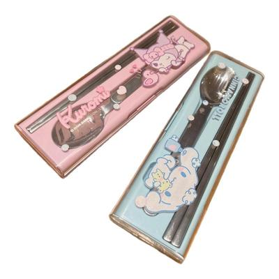 正版三丽鸥便携餐具一人用套装不锈钢筷子勺子两件套卡通学生专用