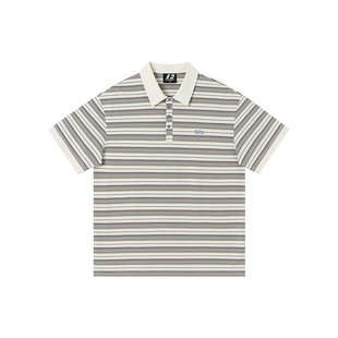 FORNINES撞色条纹短袖POLO衫男女情侣装上衣潮牌夏季刺绣半袖T恤