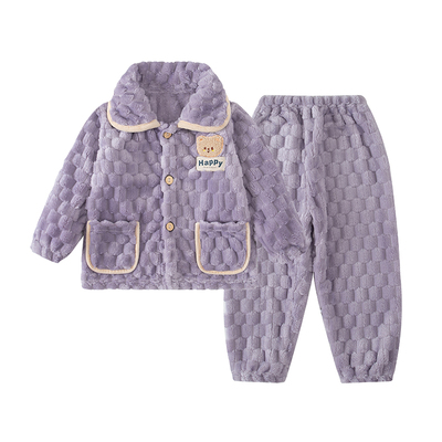 秋冬季儿童法兰绒加绒套装