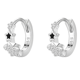 999纯银镶钻星星耳环养耳洞耳钉轻奢高级感气质耳圈独特耳扣耳饰