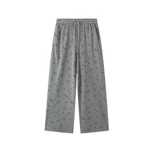 三福休闲裤2026新款夏季满版印花遛弯裤宽松松弛感裤子女装518105