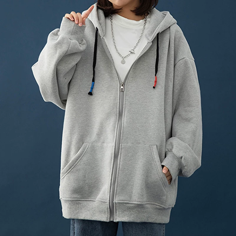 LEGIBLE 2022 Осень Повседневный худи на молнии для женщины oversized hoodie