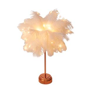 羽毛台灯ins少女卧室床头酒吧KTV奶茶店北欧鸵鸟毛直播间网红彩灯