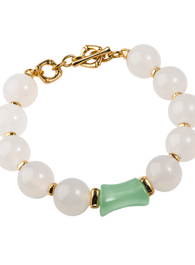 盐岛紫竹白玛瑙串珠东陵玉手链轻奢小众精致高级感新中式国风手串