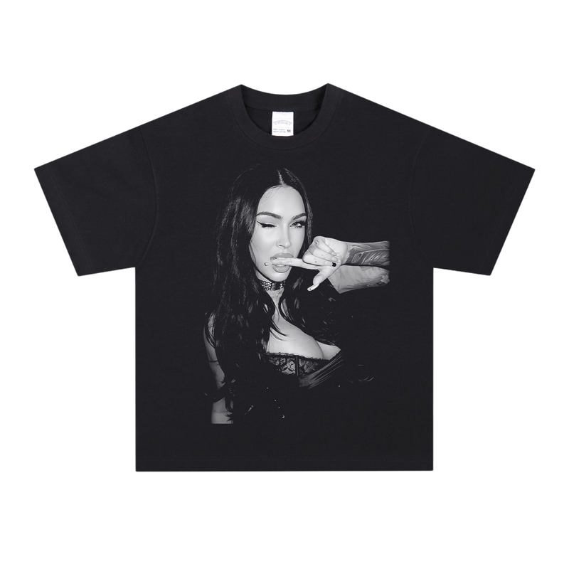 梅根 福克斯Megan Fox 美式复古T恤重磅vintage做旧印花短袖男女