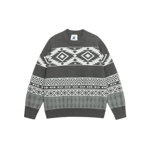 FORNINES国潮圣诞毛衣男女秋冬情侣针织衫宽松红色美式打底毛线衣