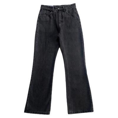 2026春季破洞微喇黑灰色牛仔裤男