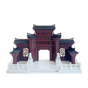 山门摆件南天门庙门牌坊微造景中式复古门楼水陆缸微景观沙盘装饰