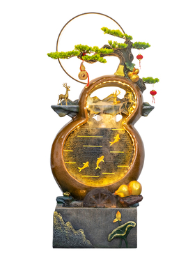 葫芦流水摆件循环水新中式客厅