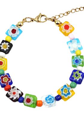 欧阳娜娜同款彩色方块小众设计女