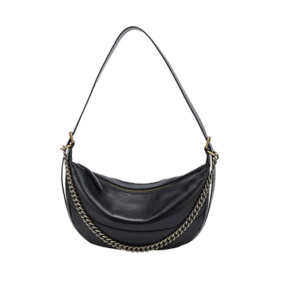 fed黑色链条极简通勤腋下包