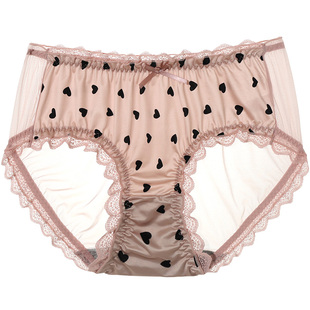 大码蕾丝内裤女胖mm200斤中腰性感纯欲风透明网纱薄款透气三角裤