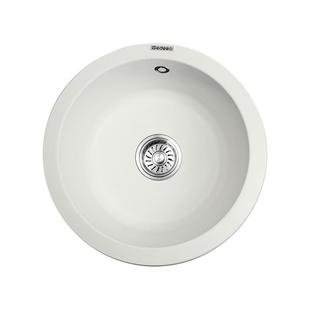 意大利意狄讴石英石水槽岛台家用西厨洗菜盆吧台阳台圆槽奶白7046