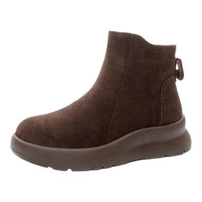 鞋子女2025新款爆款秋冬加绒棉鞋大码女鞋41百搭真皮软底短靴子43