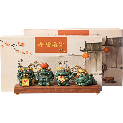 国潮小狮子招财摆件定制logo礼品