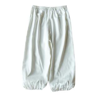真丝男女童装灯笼长裤宽松休闲防蚊空调裤夏季本白色5-7岁