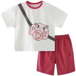 女童套装2026新款宝宝两件套男童夏季薄款短袖婴儿衣服儿童夏装