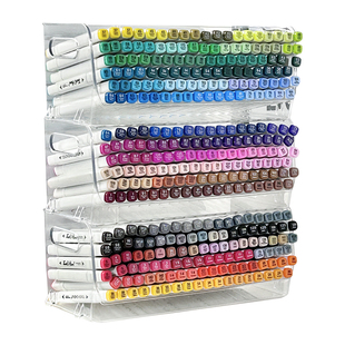 马克笔收纳盒大容量透明画笔架子水彩笔女孩儿童笔筒多层桌面笔插