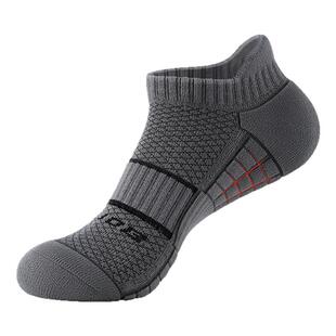 马拉松专业跑步袜子男款春夏季减震毛巾厚底男士防臭运动短袜灰色
