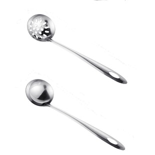 不锈钢长柄汤勺火锅勺家用盛汤汤勺汤匙小汤勺漏勺加厚款汤壳滤勺