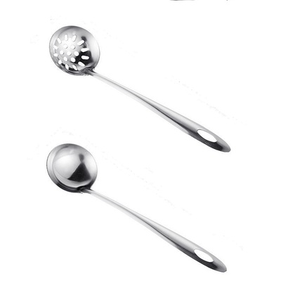 不锈钢长柄汤勺火锅勺家用盛汤汤勺汤匙小汤勺漏勺加厚款汤壳滤勺