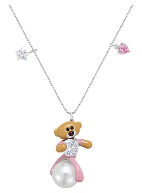 原创设计珍珠小熊项链女款甜酷风