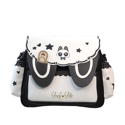 LovelyLota原创 熊猫兔斜挎单肩小羊皮质感少女百搭斜挎包 现货