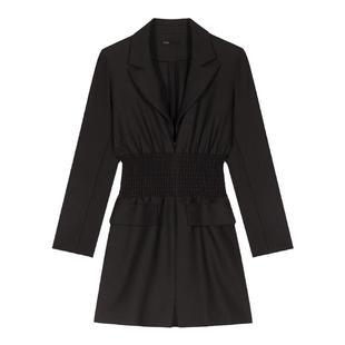 Maje Outlets秋冬女装法式休闲时尚黑色短款松紧腰西装连衣裙短裙