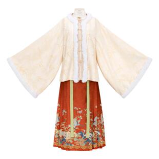 花朝记｜晴雪｜明制汉服圆领半袖披袄昭君袄厚绒提花百搭保暖传统