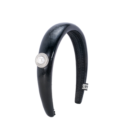 经典百搭港风皮质仿珍珠发箍女