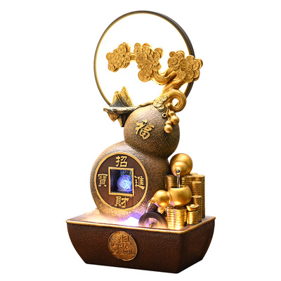 日进斗金招财葫芦聚宝盆流水摆件