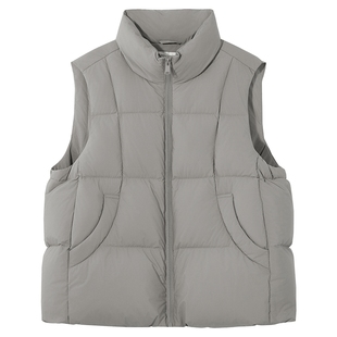 热风女士羽绒服马甲背心2025年冬季新款基础款羽绒保暖外穿马甲