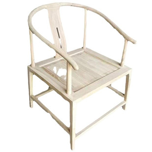 新中式圈椅白茬北榆木免漆围椅白胚扶手椅主人椅实木禅椅茶椅白坯