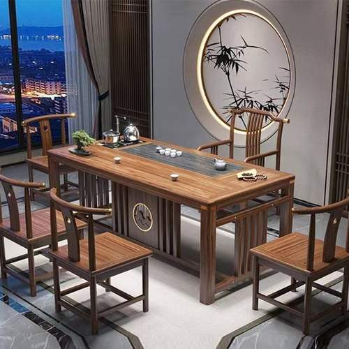 新中式茶桌椅组合办公室泡茶套装家用实木茶具茶几功夫一体台阳台