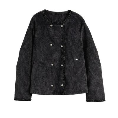 ELLE90白鸭绒灰色小香风羽绒服