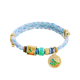 蓝色手环编织手串女可调节手镯情侣手链闺蜜手绳学生党手饰男款夏