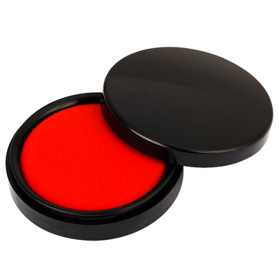 得力红色印泥台便携快干脚掌印泥