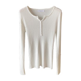 针织打底衫女内搭洋气薄款2026新款秋装灰色v领上衣修身早秋毛衣