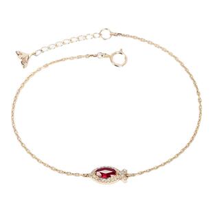 小锦鲤18K玫瑰金天然鸽血红宝石钻石手链 正红小鱼儿手饰正品女款