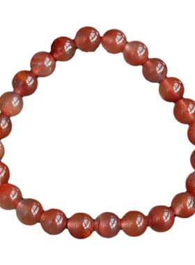 南红玛瑙冰种飘花缠丝条纹手链