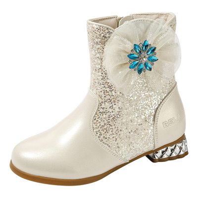 百丽女童冬季洋气保暖时装靴