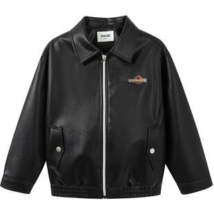 【商场同款】森马儿童外套2026新款春装皮衣夹克上衣酷帅男童装