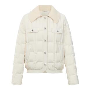 【花瓣羽绒】珂莱蒂尔2025冬新90鹅绒学院风女短款外套轻薄羽绒服