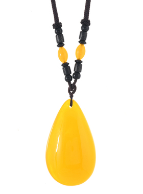 民族风琥珀蜜蜡项链无事牌吊坠
